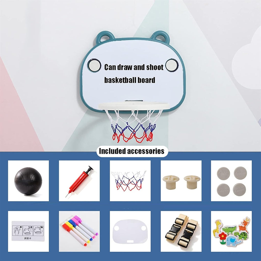 Basketball Rim Indoor Mini Basketball Hoop Can Draw Pictures, Portable Non-Perforated Basketball Hoop Can Be Folded for Storage (Color : Blue, Size : Style2)