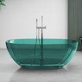 51' Edeyeu Freestanding Bathtub - Luxury Natural Resin Solid Surface Bathtub, Crystal Translucent Extra Deep Soaking Tub, High-End Stand Alone Free Standing Tub For Modern Bathroom Design Blue A
