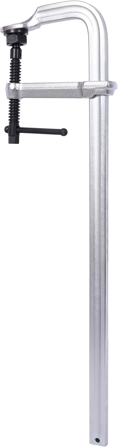 2-Pack Industrial Steel F-Clamps (24' Jaw, 5-1/2' Throat) w/Removable Pads - Black Oxide Spindle for Welding & Fabrication