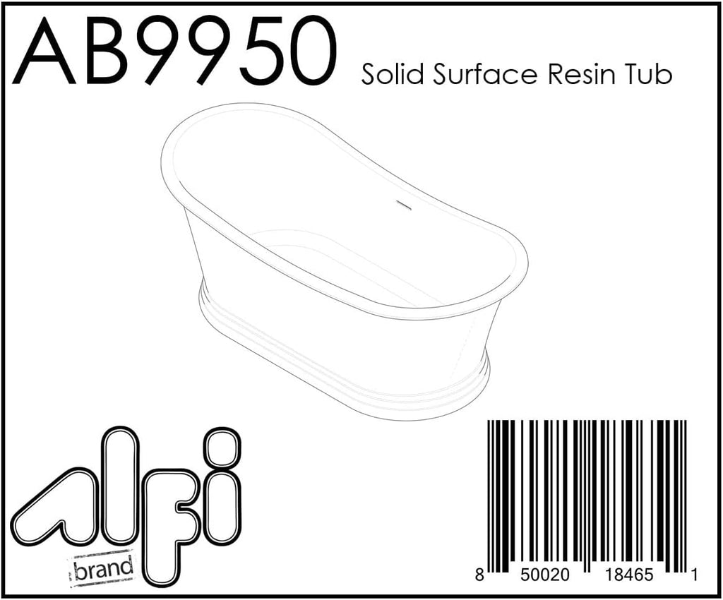 HomeStock 67' Solid Surface Resin Bathtub - White Matte Freestanding Tub