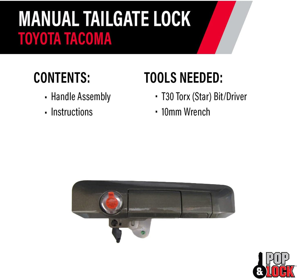 Pop & Lock PL5406 Pyrite Mica Manual Tailgate Lock with Bolt Codeable for Toyota Tacoma