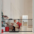 Extra Wide Baby Gate 71.6-76.37 Inch Black, Walk Through Pressure Mounted No Drill Long Large Tension Metal Gate for Dog and Toddler