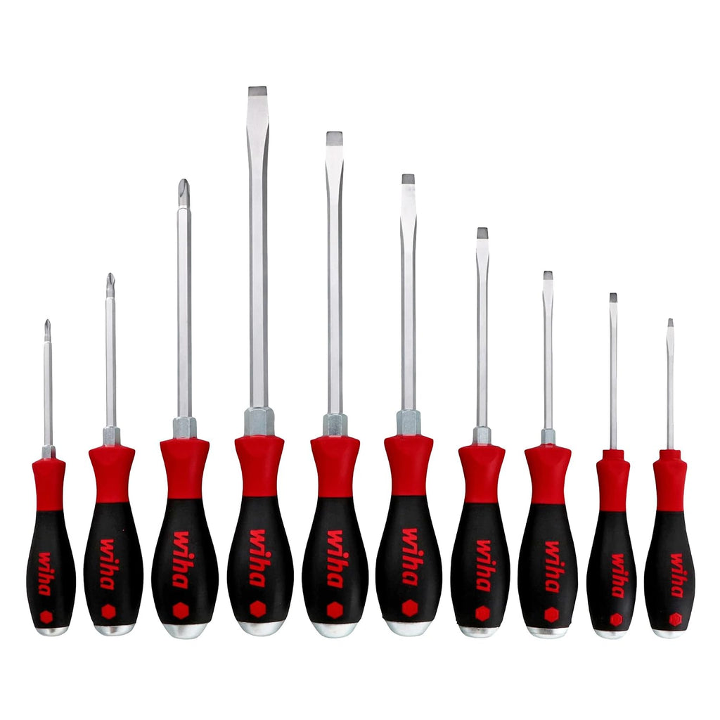 Wiha 53099 10 Piece Softfinish X Heavy Duty Slotted and Phillips Screwdriver Set
