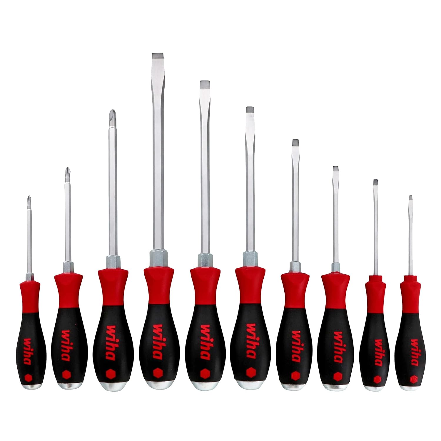 Wiha 53099 10 Piece Softfinish X Heavy Duty Slotted and Phillips Screwdriver Set