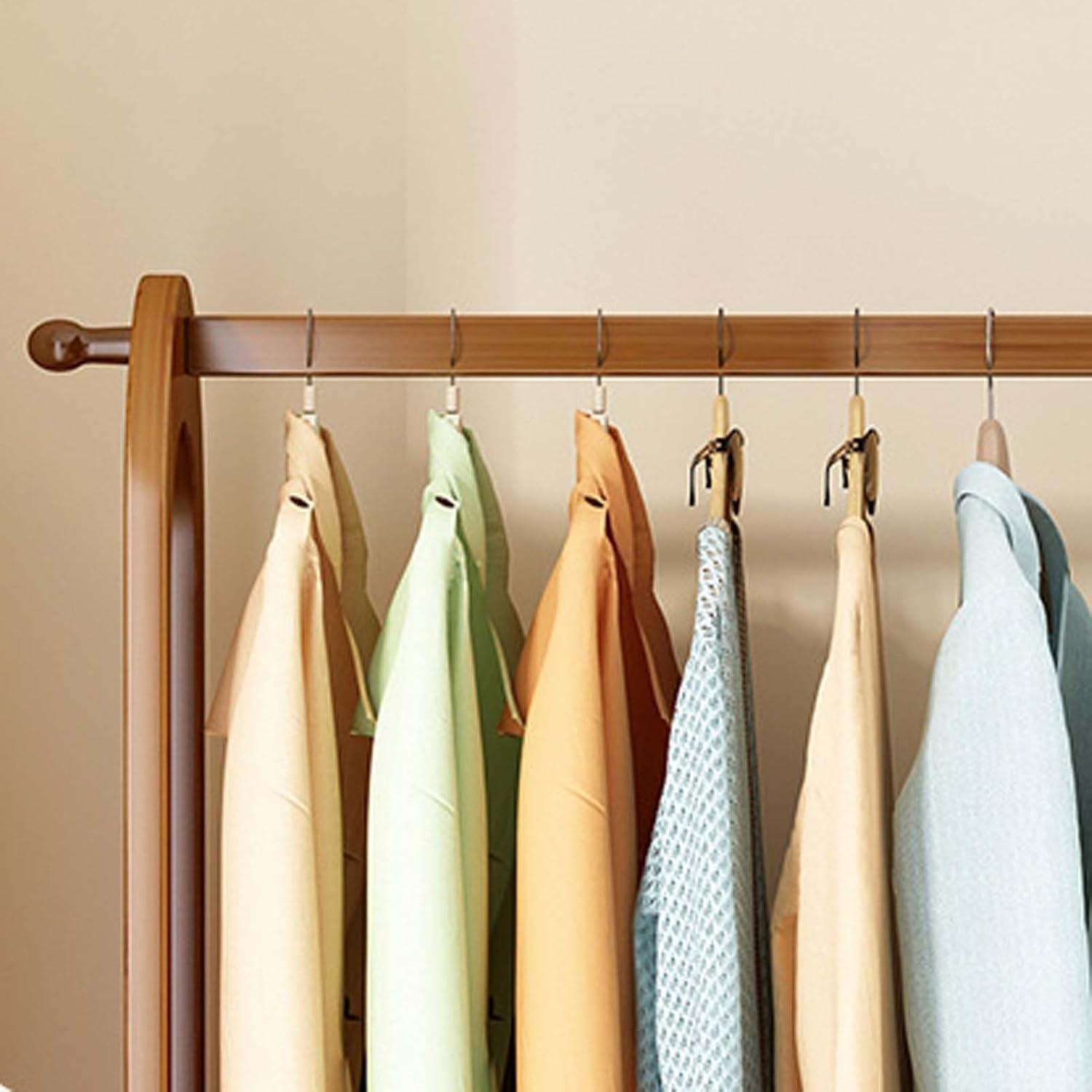 YSUEFIJO Strong Garment Racks with Wheels, Heavy Duty Rolling Clothes-Rack, Garment Rack for Hanging Clothes, Space Saving Clothing Rack, Minimalism Wardrobe Closet Organizer for Indoor