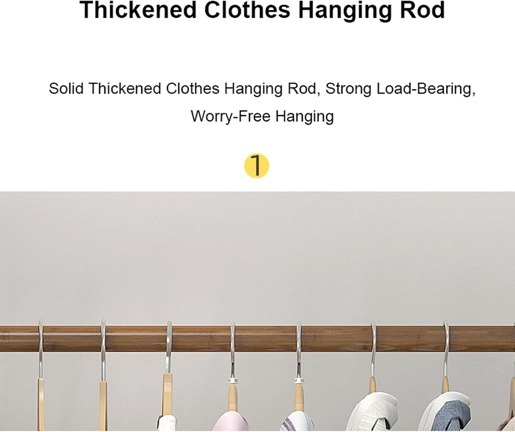 Bamboo Clothing Garment Rack w/3 Tier Shoe Rack & 2 Drawers Heavy Duty Clothes Rack Storage Shelves Multifunctional Wardrobe Closet Organizer for Entryway
