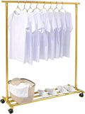 Heavy duty Garment rack Aluminum Alloy Clothing Rack On Wheels, Heavy Duty Clothes Rack With Shelves, Portable Closet Organizer For Hanging Clothes, Living Room Bedroom Clothes Rail (Rose Gold )