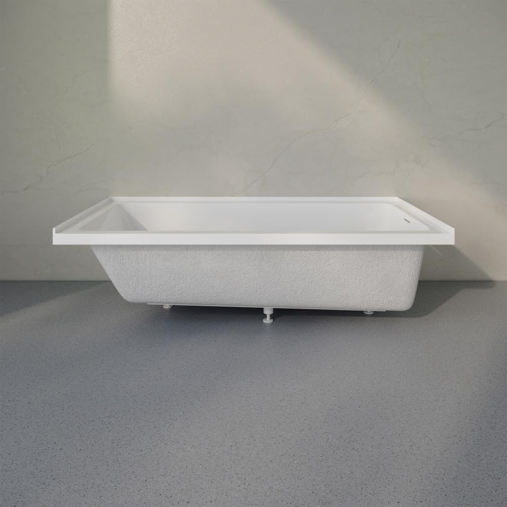 Swiss Madison Voltaire 72 x 36 Right Drain Soaking Alcove Bathtub in Glossy White with Integrated Armrest