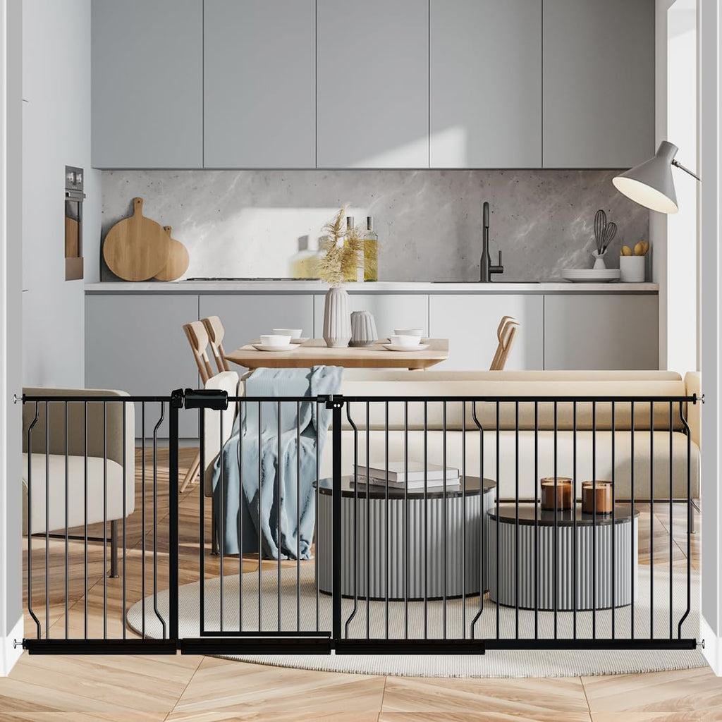 Fairy Baby Extra Wide Baby Gate 85.8-90.5 Inch Wide, Walk Through Pressure Mounted No Drill for Doorways, Long and Large Tension Gate for Pet and Kids