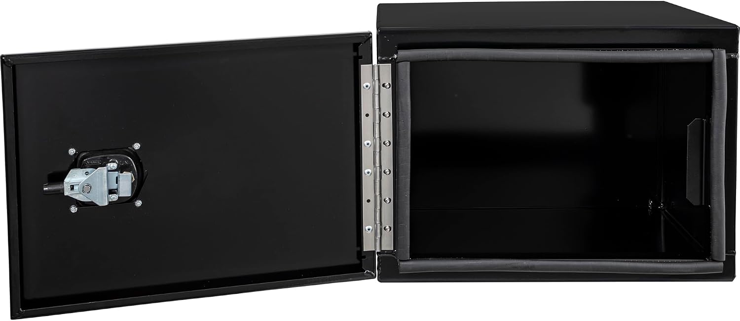 Buyers Products 1705800 Underbody Tool Box With Barn Door, 18x18x24 Inch, Black Powder-Coated, Made in USA, .100 inch Smooth Aluminum, 3-Point Locking, Truck Storage Toolbox For Work Vehicles