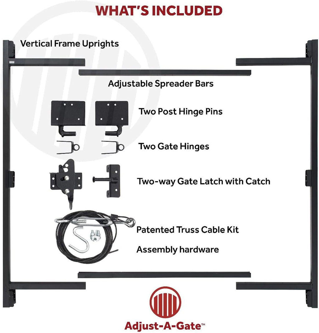 Adjust-A-Gate Steel Frame Anti Sag Adjustable Gate Building Kit with Patented Truss Cable System and Telescoping Bars, 3 Pack