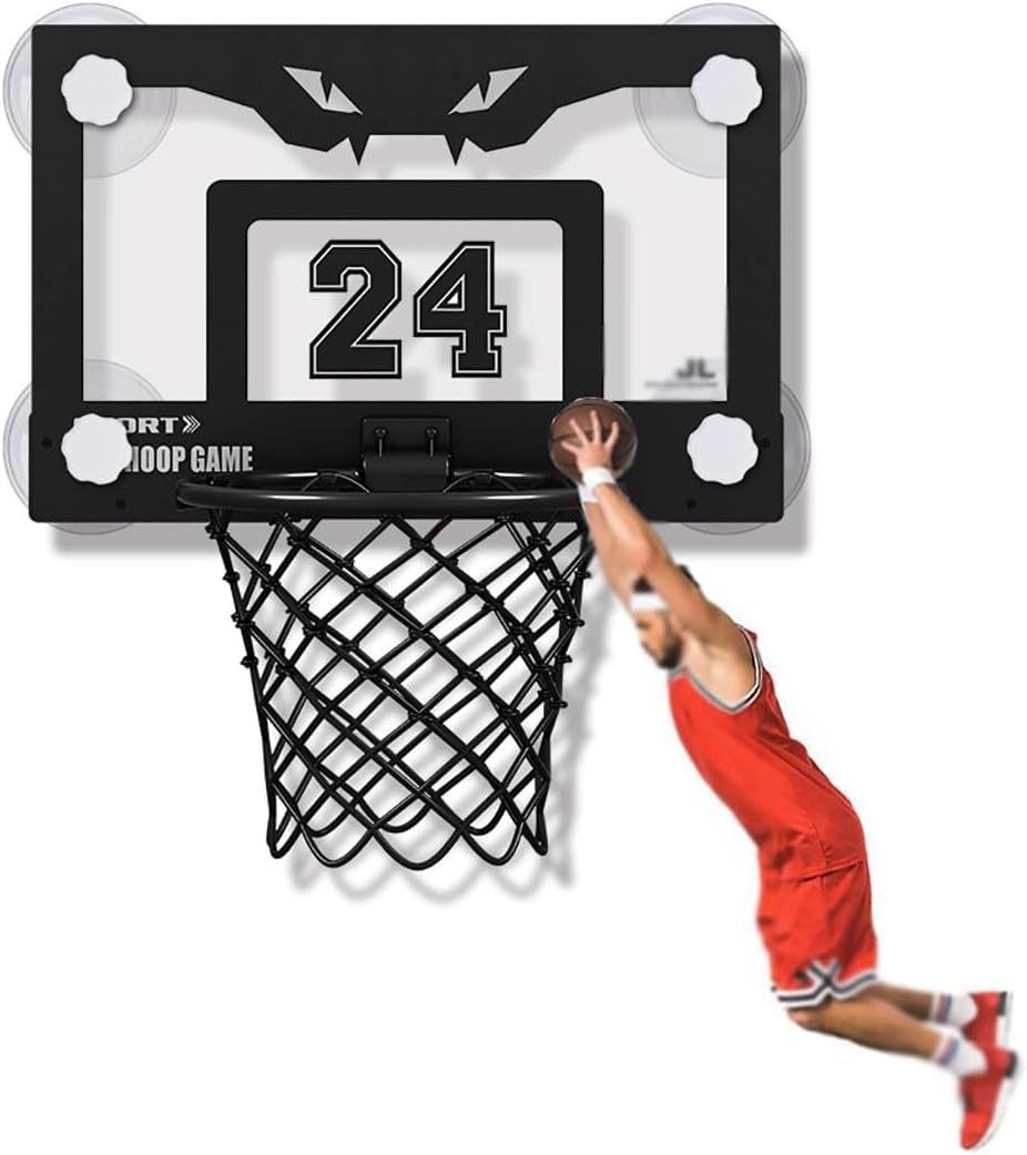 Indoor Basketball Hoop, Mini Basketball Hoop for Door and Wall of Bedroom and Office, Kids Basketball Hoop and Stand, Gift for Kids Teens and Adult,Black