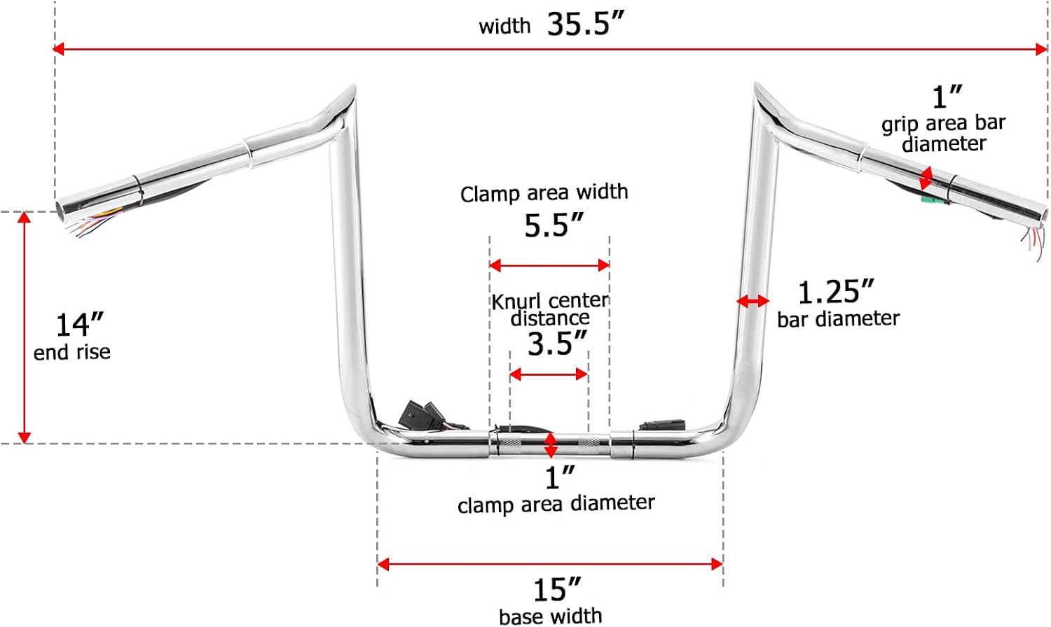 Wsays 14' Rise Pre-Wired Handlebar Bagger Meathook Bar Handlebar Compatible with Harley Street Glide Electra Glide Ultra Limited 2008-2013 Chrome
