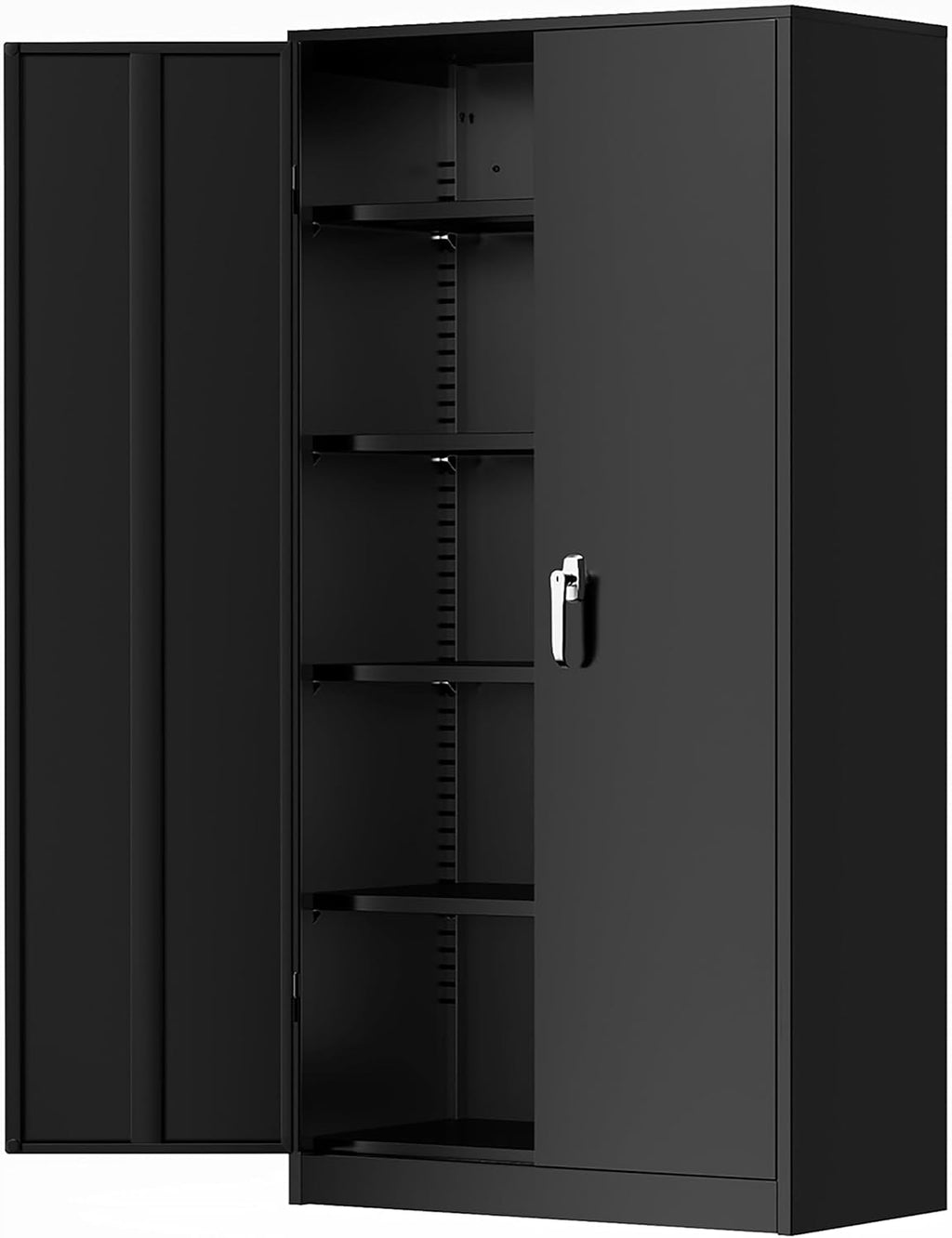 Greenvelly Metal Storage Cabinets 72' Black Garage Steel Storage Cabinet with Doors and Shelves, Metal Tool Cabinet, Steel File Cabinet for Home Office, Basement, Warehouse, Classroom（Anti Tipping）