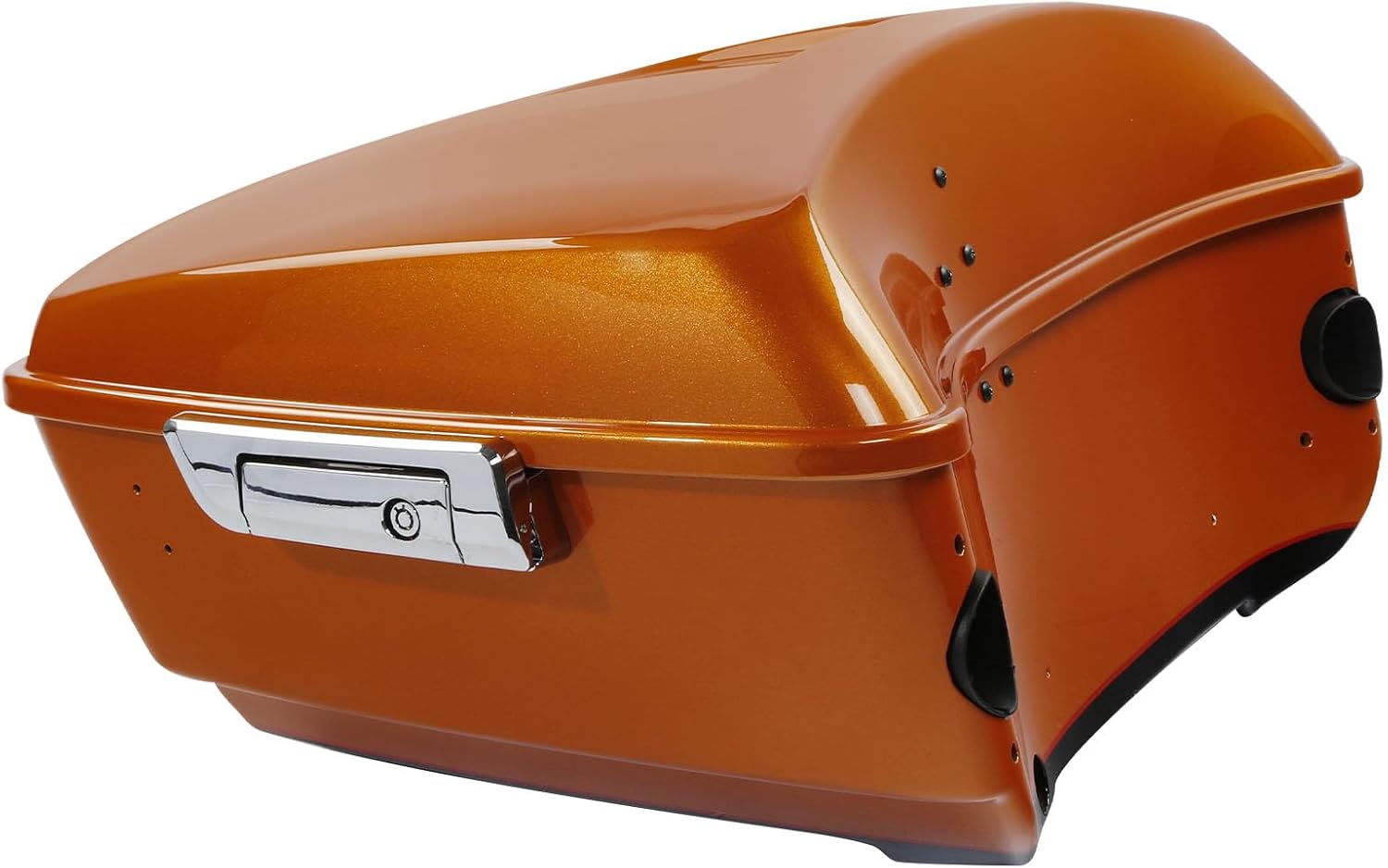 TCMT 13.7' King Motorcycle Trunk Box W/Latch Key Fit For Harley 2014-2025 Touring CVO Road King Road Glide Street Glide Electra Glide Ultra Limited Amber Whiskey/Vivid Black