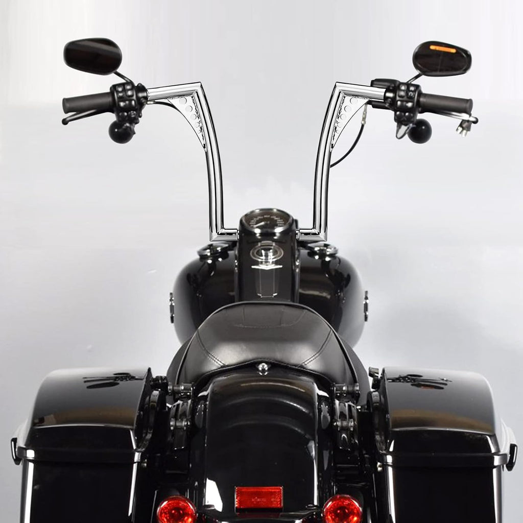 WSays 14' Rise Ape Hangers HandleBar 1-1/4' Diameter Compatible with Harley Sportster XL 883 1200 Softail Dyna Road King 1994-2022 and Road Glide 1998-2013 Model, Chrome