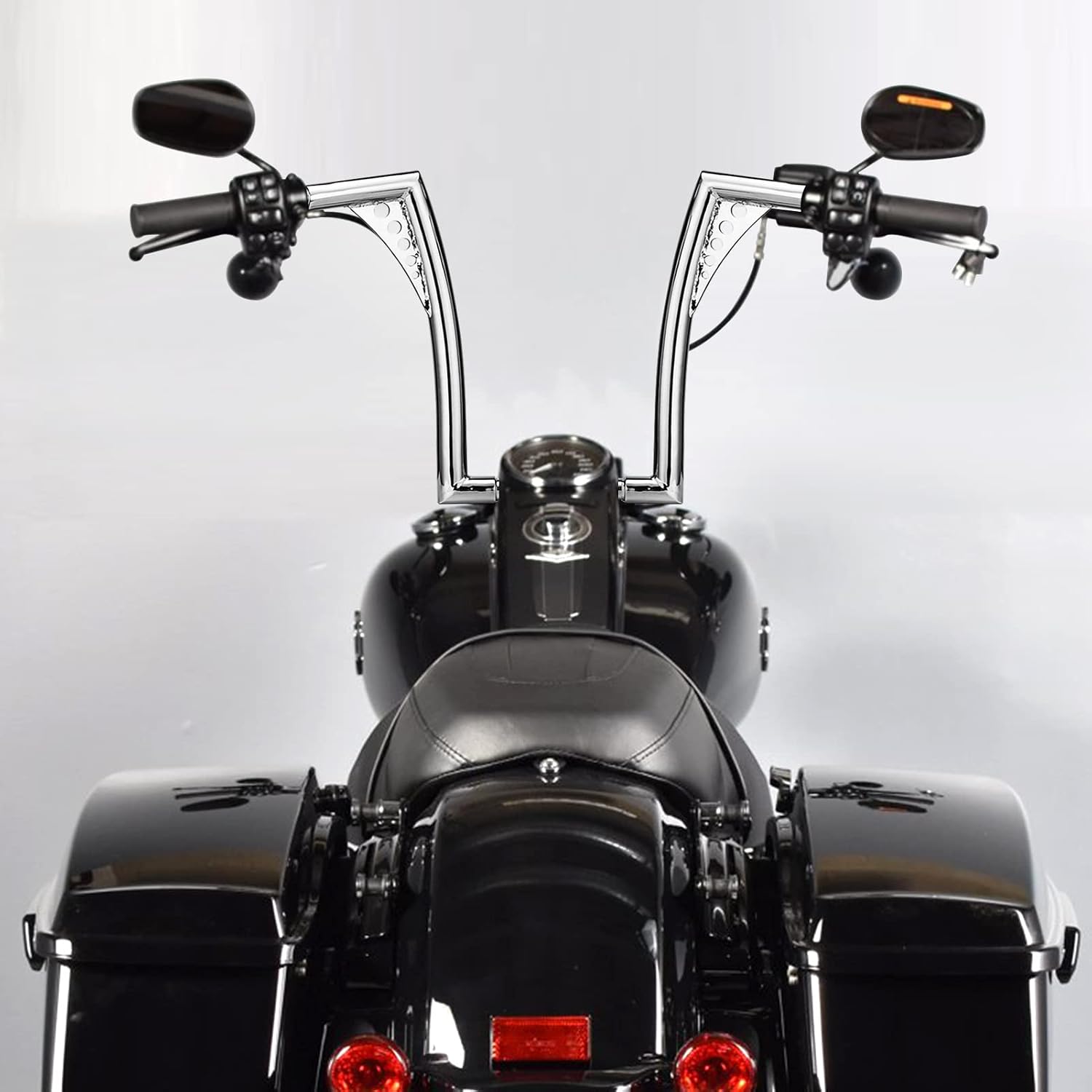 WSays 14' Rise Ape Hangers HandleBar 1-1/4' Diameter Compatible with Harley Sportster XL 883 1200 Softail Dyna Road King 1994-2022 and Road Glide 1998-2013 Model, Chrome