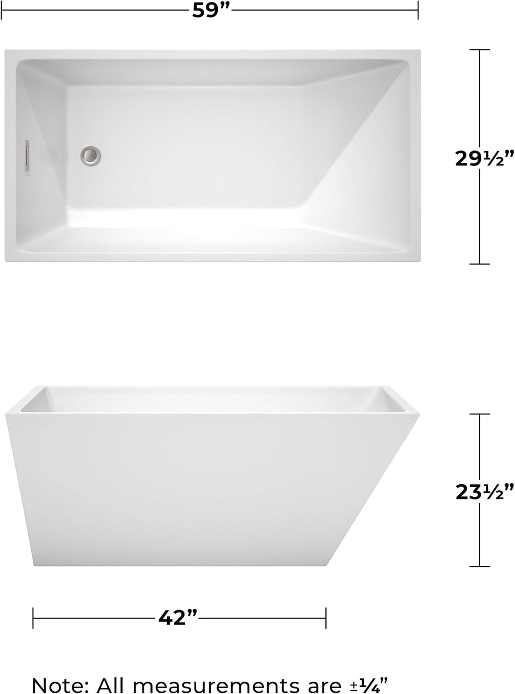 Wyndham Collection WCBTK150159BNTRIM Freestanding Bathtub, 59', White with Brushed Nickel Trim