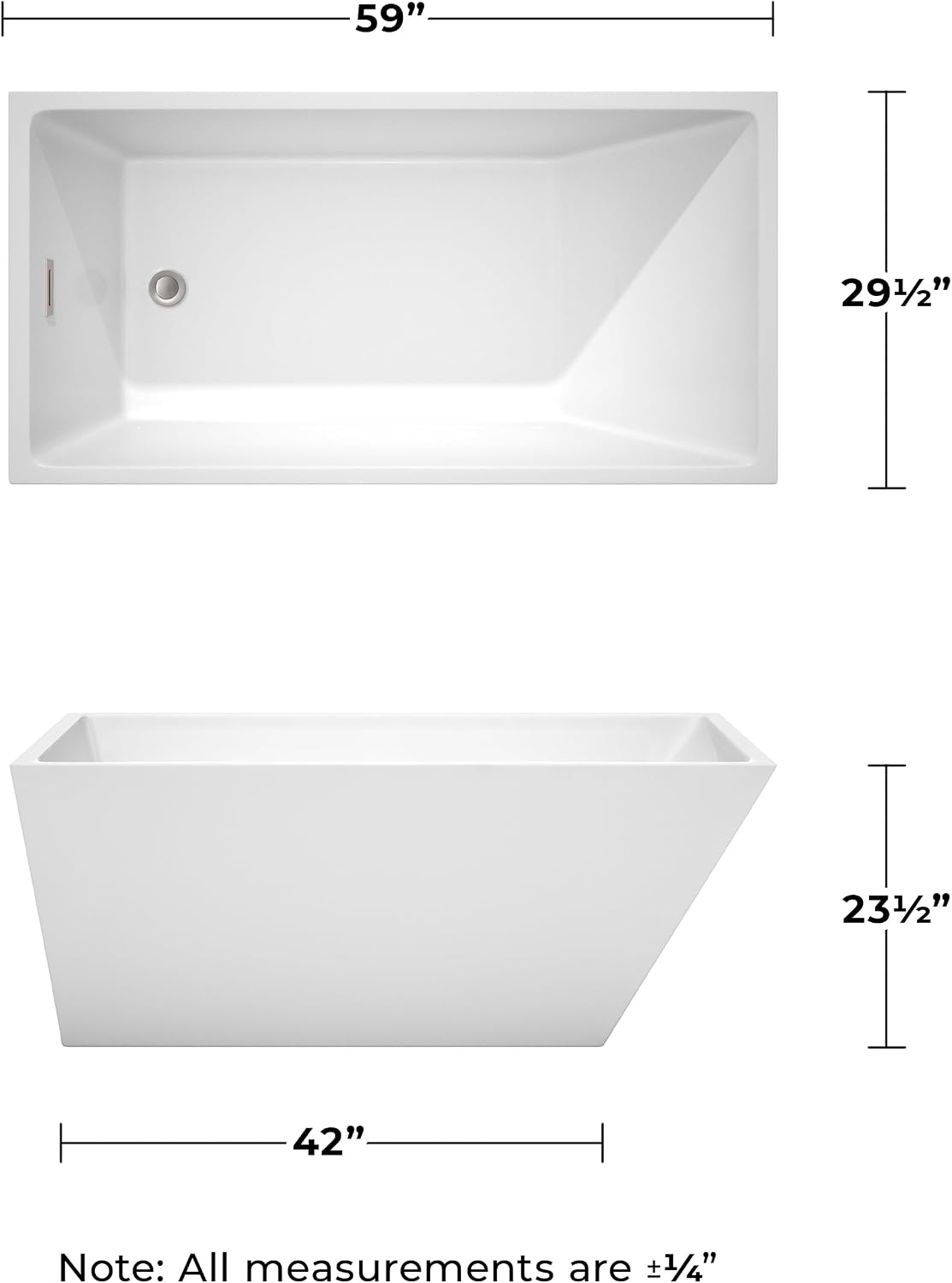 Wyndham Collection WCBTK150159BNTRIM Freestanding Bathtub, 59', White with Brushed Nickel Trim