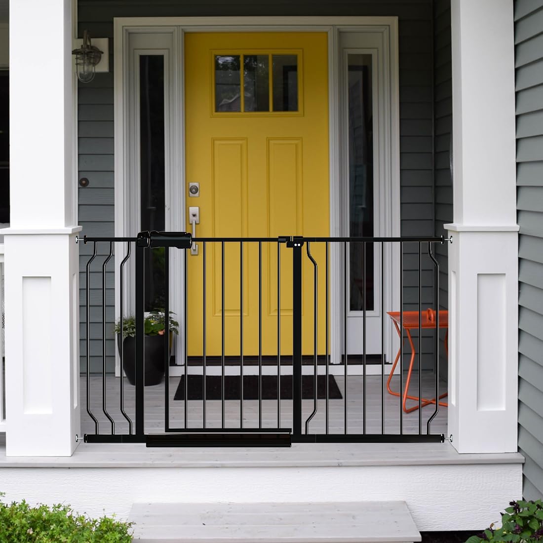 Fairy Baby Extra Wide Baby Gate 71.6-76.3 Inch Wide, Walk Through Pressure Mounted No Drill for Doorways, Long and Large Tension Gate for Pet and Kids, Black