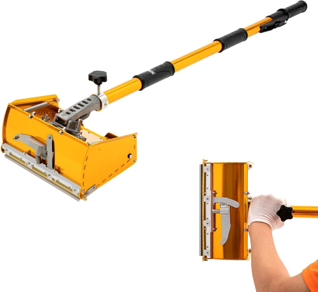 10' Drywall Flat Finishing Box Set with Extension Handle Adjustable Height 35'-59', Drywall Taping Tools Professional Aluminum Compound Mud Taping Tools for Plasterboard Wallboard Sheetrock