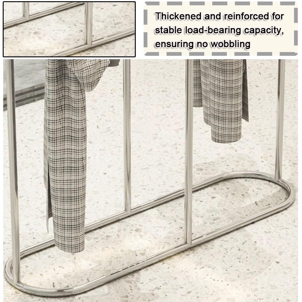 Clothes Rack, Clothing Rack for Hanging Clothes, Houseware Heavy Duty Clothing Garment Rack, Double-Pole Clothes Rack, for Hanging Clothes, Retail Display, Silver(100x45x130cm)