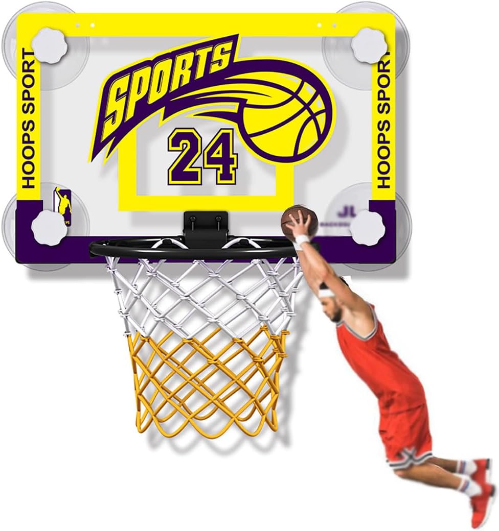 Indoor Basketball Hoop, Mini Basketball Hoop for Door and Wall of Bedroom and Office, Kids Basketball Hoop and Stand, Gift for Kids Teens and Adult,Yellow