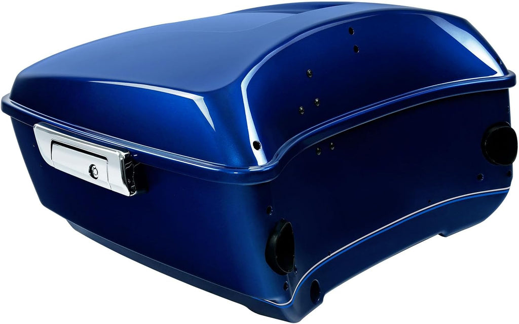TCMT 13.7' King Motorcycle Trunk Box W/Latch Key Fit For Harley 2014-2025 Touring CVO Road King Road Glide Street Glide Electra Glide Ultra Limited Superior Blue