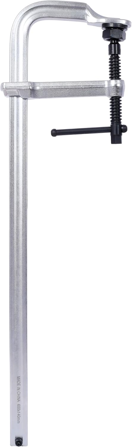 2-Pack Industrial Steel F-Clamps (24' Jaw, 5-1/2' Throat) w/Removable Pads - Black Oxide Spindle for Welding & Fabrication