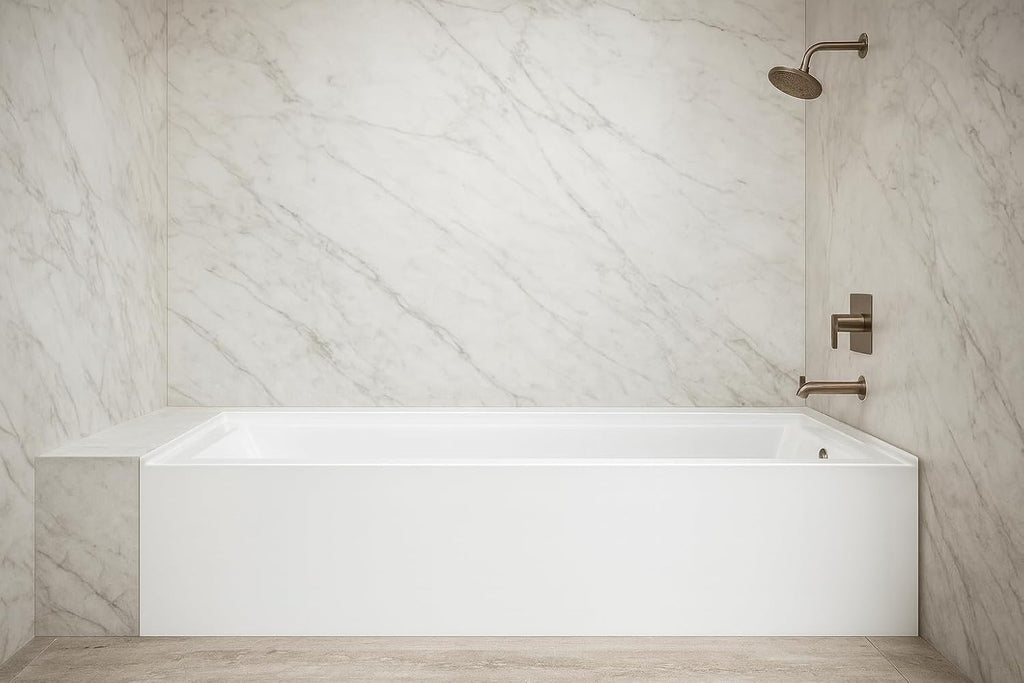 Carver Tubs - ALR6030 - Alcove Modern White Fiberglass Soaking Bathtub for Bathrooms - White Rectangle Modern Acrylic Tub w/Right Chrome Drain - Deep Relaxing Soak - 60' L x 30' W x 21.5' H