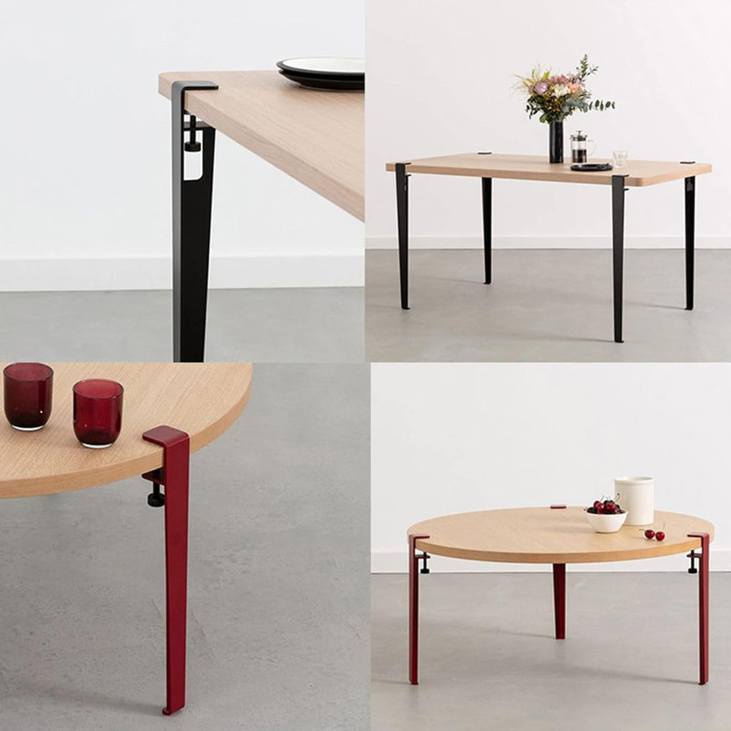 4pcs Metal Table Clamp Legs,Adjustable Coffee Table Legs,F-Shape Dining Desk Foot,Iron Workbench Support Legs,DIY Bar Legs,No Punching Design,with Adjustable Feet (76cm(30in),Red)