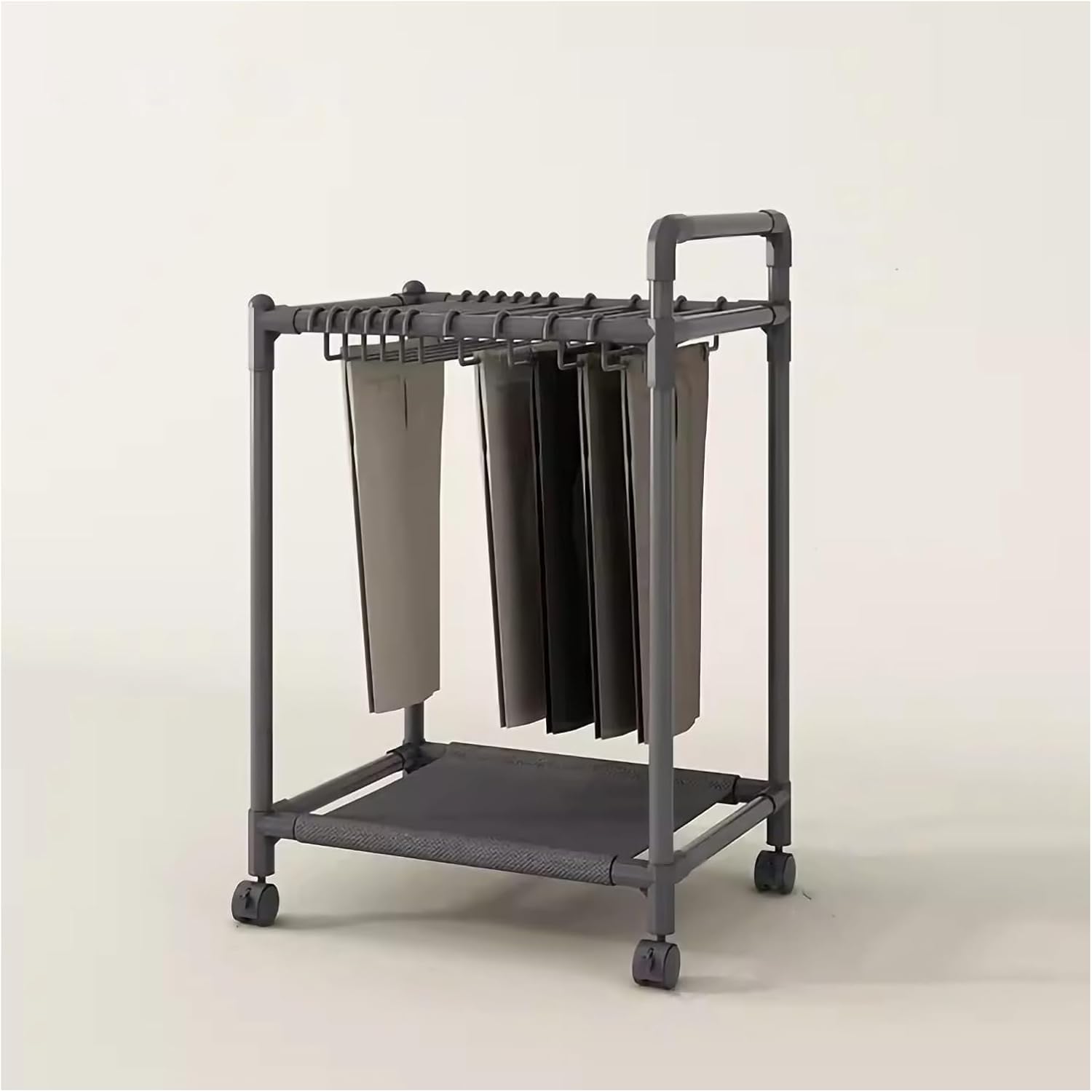 Display Stand Pants Trolley Roll Trouser Rack, Jeans Hanger, Space-Saving Closet Storage Rack, Floor-Standing Removable Trouser Rack, Scarf and Trouser Stor(Black