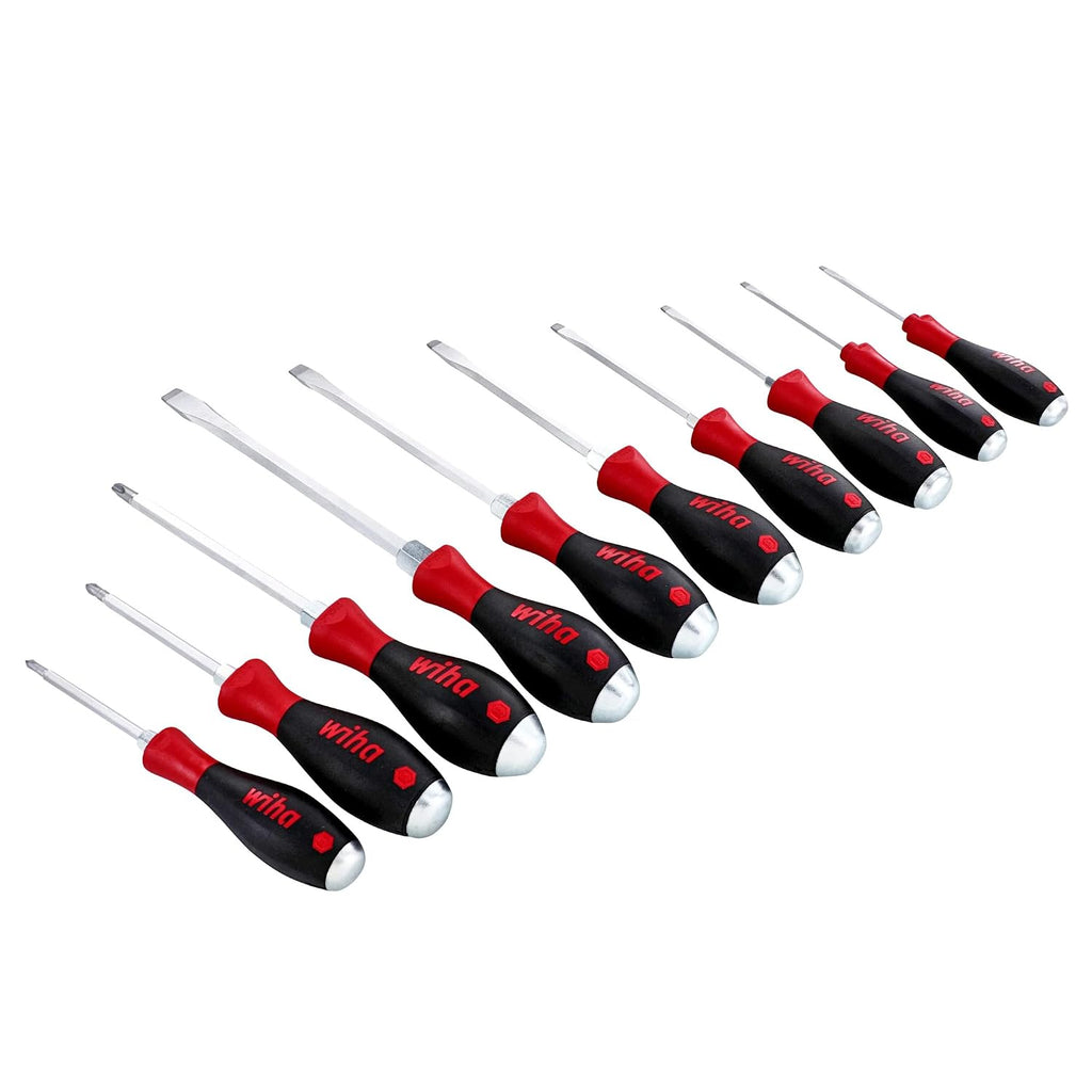 Wiha 53099 10 Piece Softfinish X Heavy Duty Slotted and Phillips Screwdriver Set