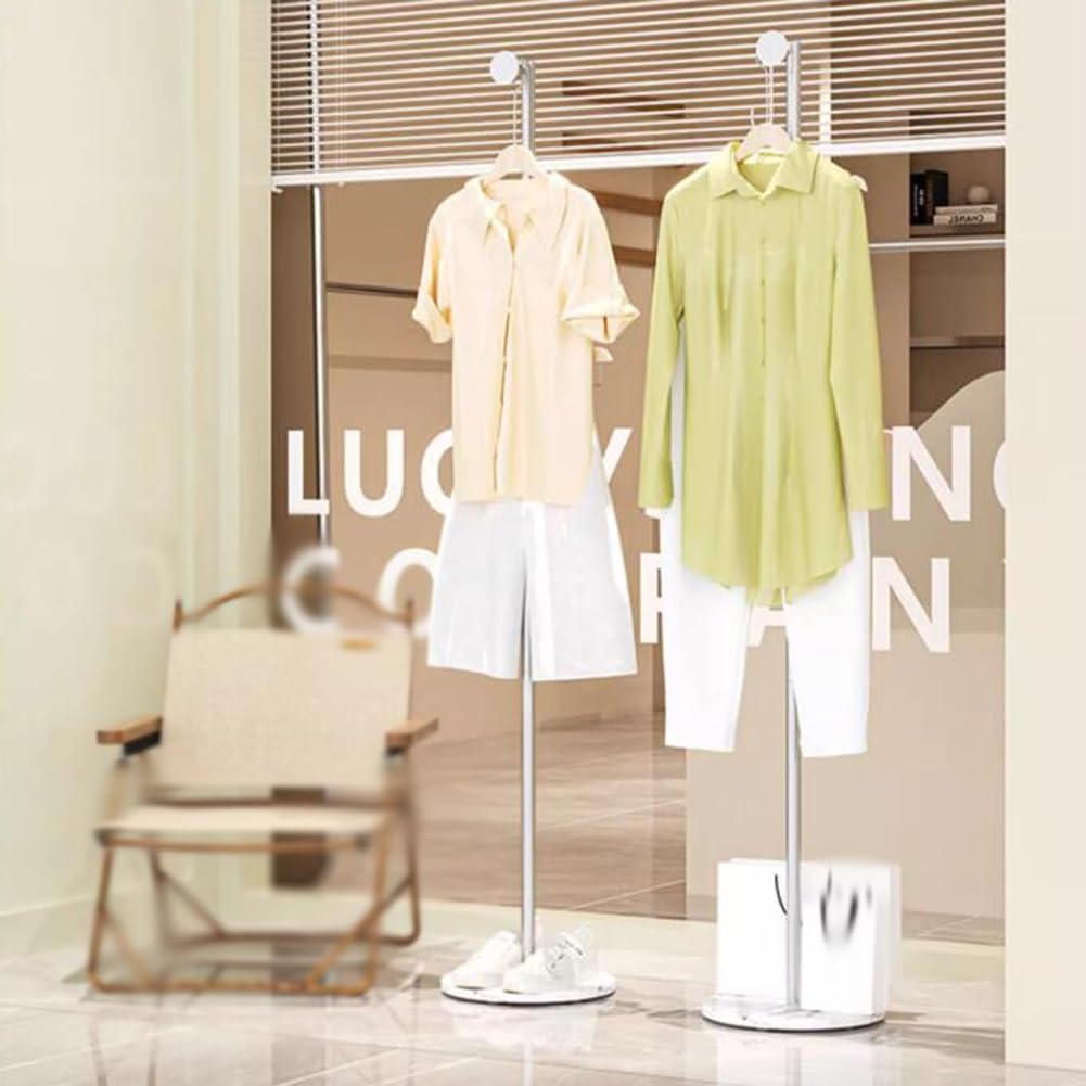 Retail Clothing Rack, Heavy Duty Garment Rack Display Stand, Metal Clothing Store Hanging Floor Standing Hanger Storage Shelve, Single Clothing Display Rack ( Color : Silver , Size : 32x170cm )