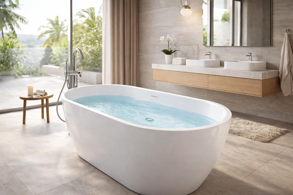 Mone 67 in. Acrylic Glossy Flatbottom Bathtub in White
