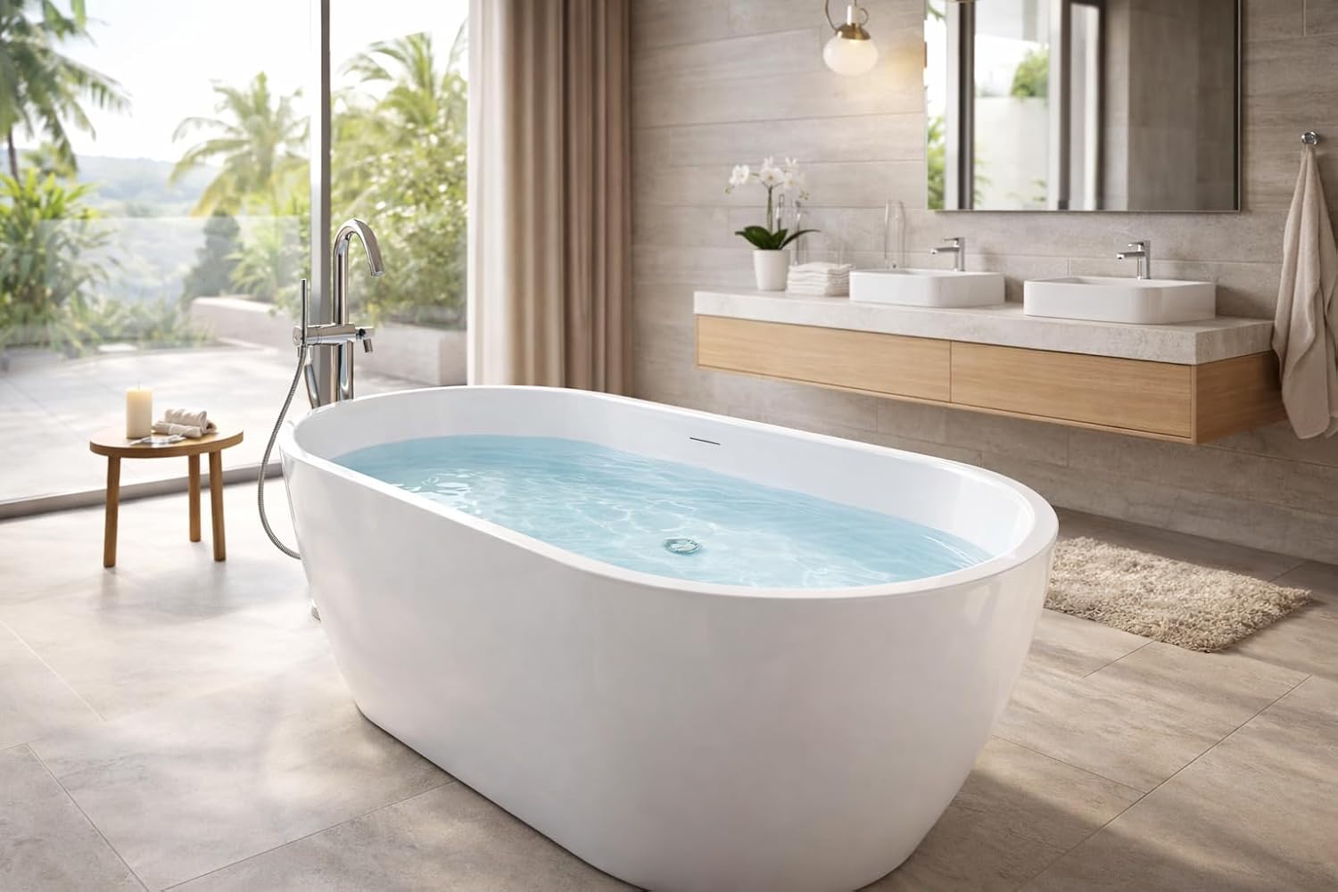 Mone 67 in. Acrylic Glossy Flatbottom Bathtub in White