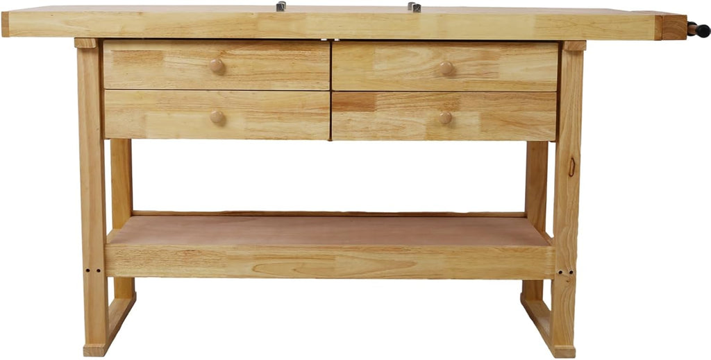 60in Workbench with 4 Drawers Wooden Workbench for Garage Workshop and Home, with Bar Clamps (2, Set 20' x 4.8' Throat)
