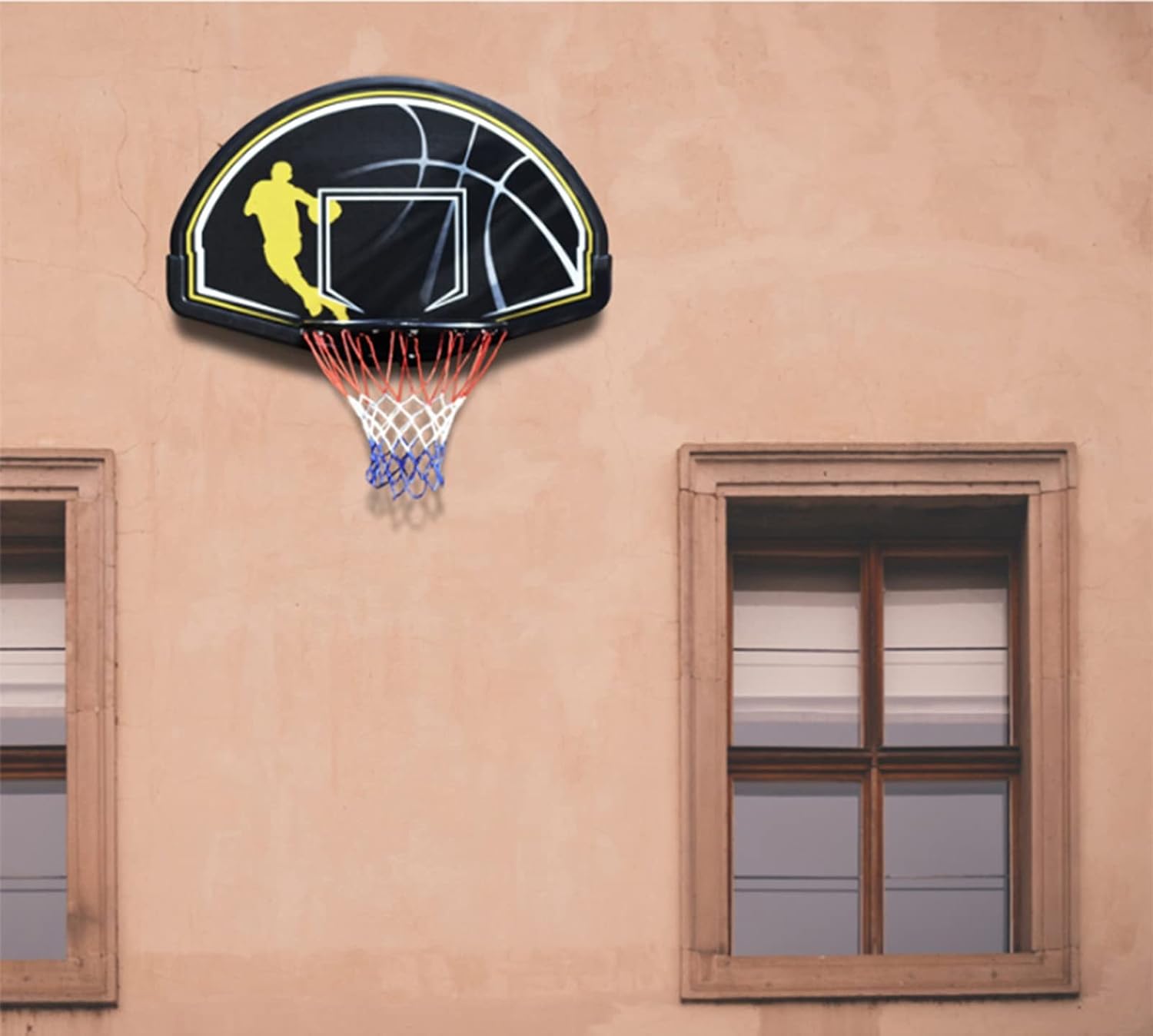 Basketball Rim 原文 Wall-Mounted Mini Basketball Hoop. Indoor and Outdoor Basketball Hoops for Adults and Children, Solid Iron Ring, Save Space 112x72cm