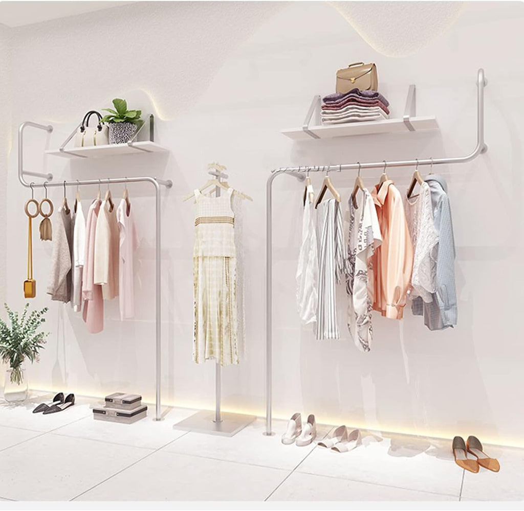 2pcs Creative Display Garment Racks in Boutique Clothing Stores,Modern Wall Mounted Retail Garment Rack,Industrial Pipe Clothing Rack (D-120cm/47in