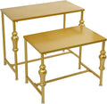 Industrial Retail Display Tables, Set of 2 Standing Clothing Shoes Display Rack, Heavy Duty Boutique Display Riser Storage Shelves, Garment Handbag Display Stand for Retail Clothing Store (Gold)