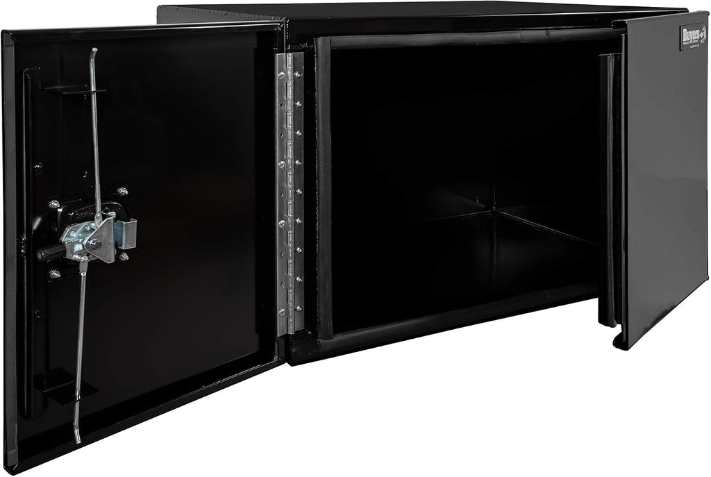 Buyers Products 1705835 Underbody Tool Box With Barn Door, 24x24x36 Inch, Black Powder-Coated, Made in USA, .100 inch Smooth Aluminum, 3-Point Locking, Truck Storage Toolbox For Work Vehicles