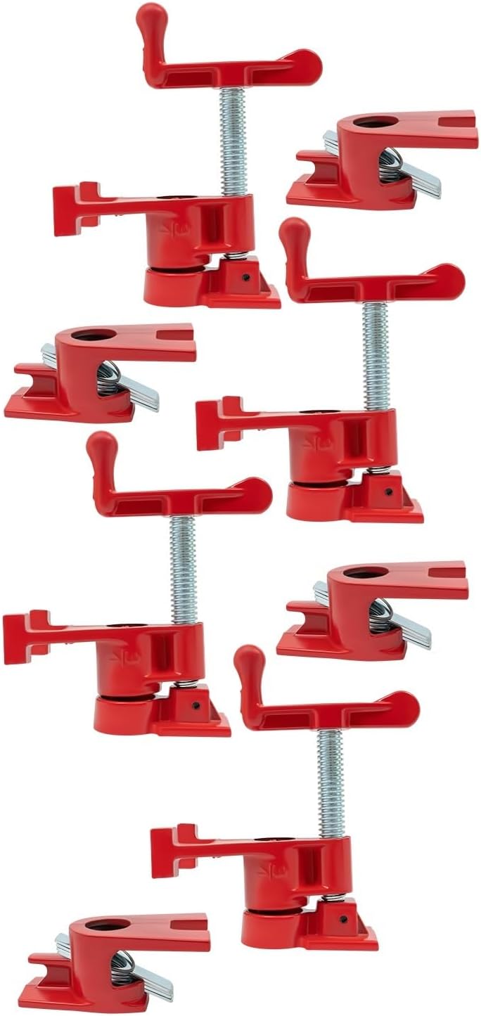 4 Pack 3/4' Wood Gluing Pipe Clamp Set Heavy Duty PRO Cast Iron Quick Release Bar Clamps Kit with Wide Base for Woodworking