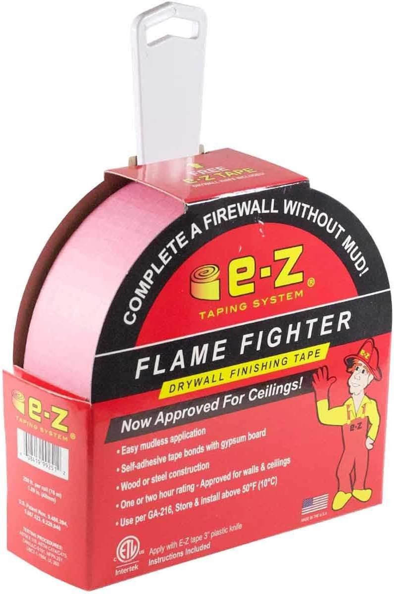 Drywall Fire Tape - Self Adhesive, 250-Ft Roll - Rated for Firewall Construction on Walls and Ceilings (4-Pack Tape)