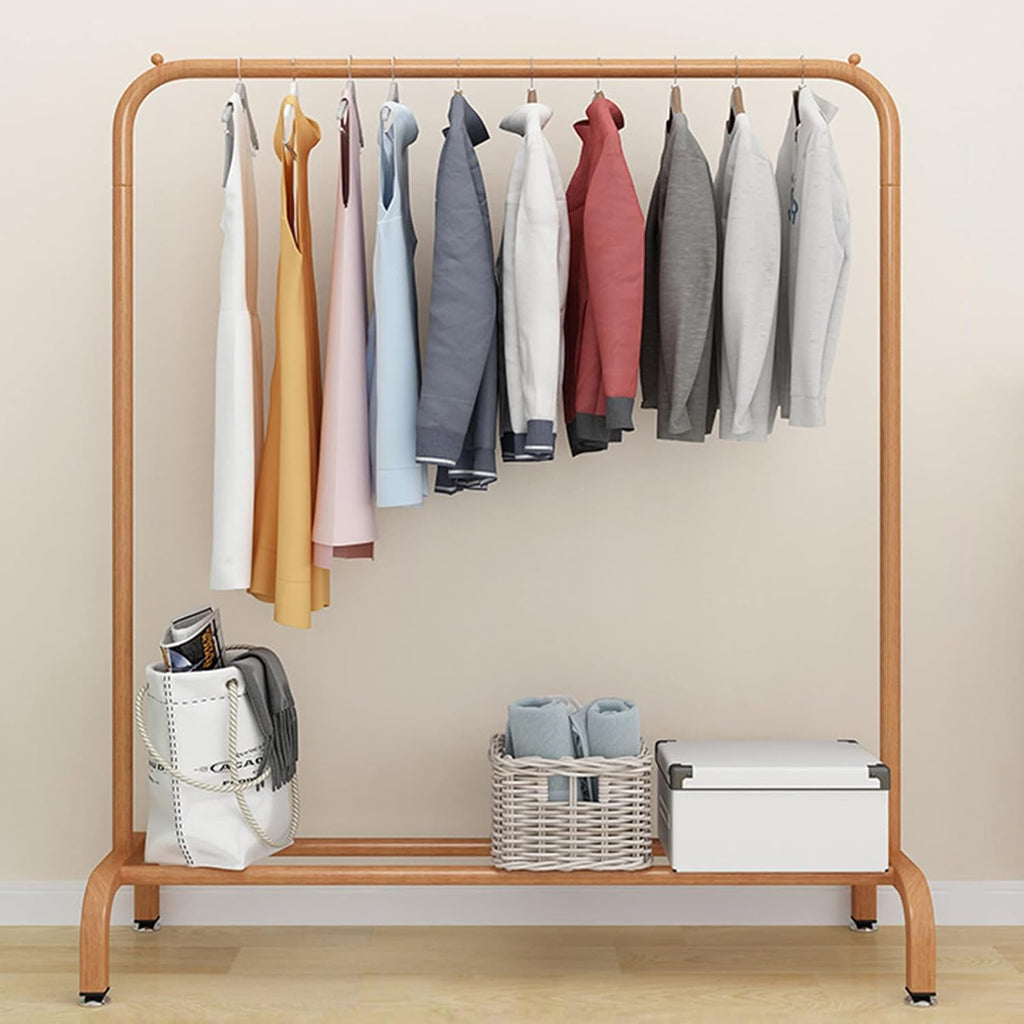Clothes Rack, Industrial Pipe Clothing Rack with Shelves, Heavy Duty Clothes Hanging Rack, Standard Rod Garment Rack On Wheels, Storage Display, Metal (1.2m)