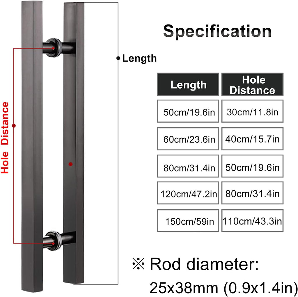 Door Handles 20Inch/24Inch/31Inch Metal Push Pull, Double Sided Pipe H Ssliding for Glass Door/Wooden Door