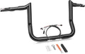 12' Rise Pre-Wired Ape Hangers Handlebars 1 1/4' Fat 1' Clamp Meathook Monkey Bar Gloss Black Fit for Harley Touring Miter Cut 2013 Cvo 2016-2023 Street Glide Electra Glide Ultra Limited