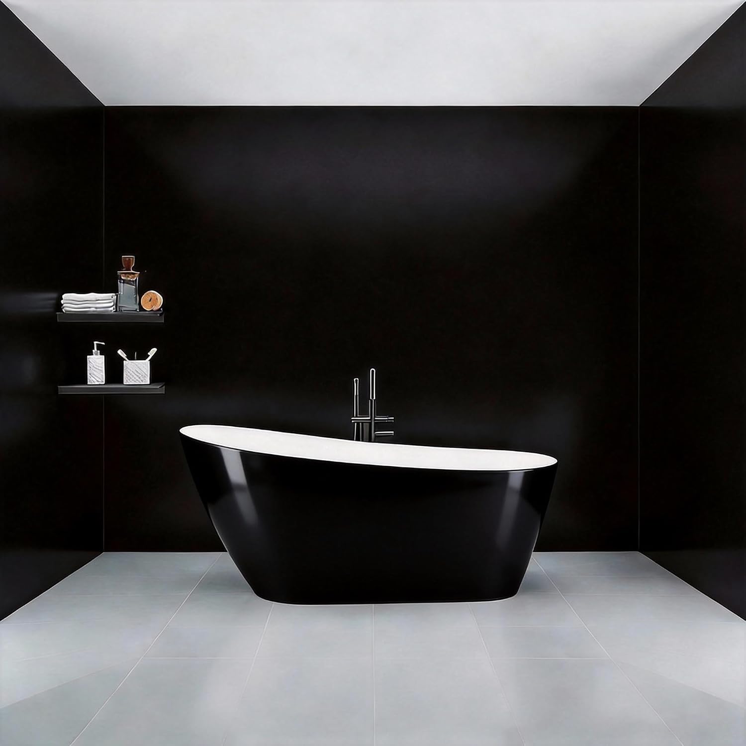 GarveeHome Freestanding Bathtub, Acrylic Soaking Tub with Chrome Overflow and Drain, Contemporary Bath Tub, cUPC Certified