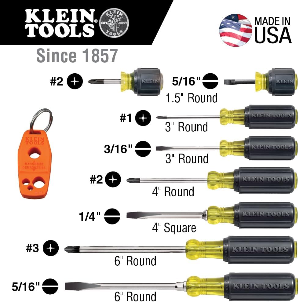 Klein Tools 80086 6-Piece Journeyman Plier Kit and 80021 16-Piece Screwdriver/Nut Driver Set with Magnetizer