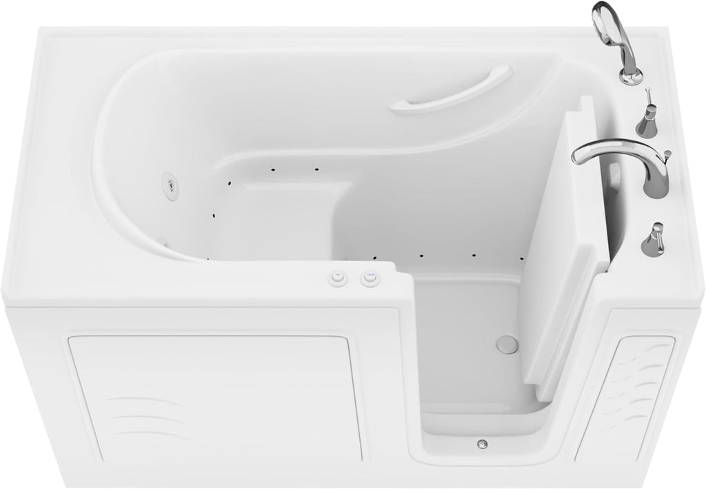 Avano B3060RD Architect Series 60' Gel Coated Air/Whirlpool Bathtub for Alcove Installations with Right Drain, Roman Tub Faucet and Handshower - White
