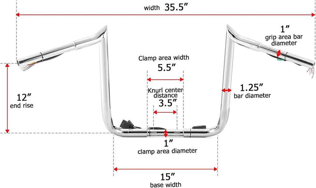 Wsays 12' Pre-Wired Handlebar Bagger Bar-Sharp Handlebar Compatible with Harley Street Glide Electra Glide Ultra Limited 2008-2013 Chrome